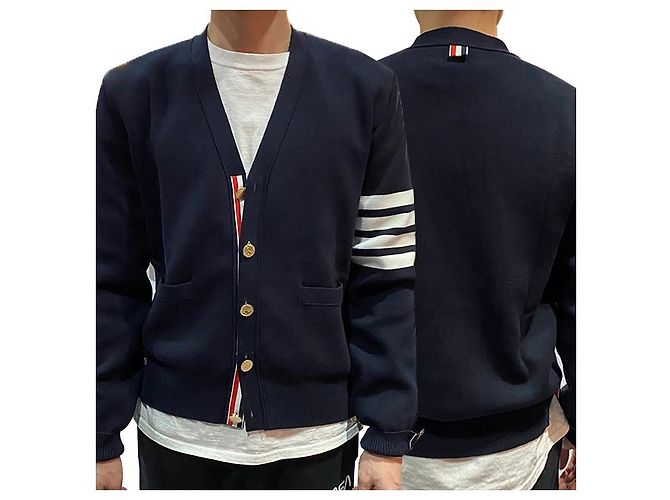 Thom Browne Milano Streifen Strickjacke Navy Blau - Ansicht 12