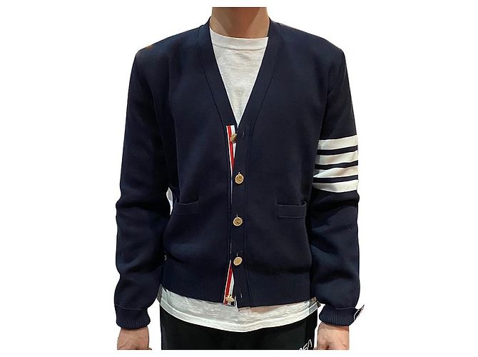 Thom Browne Milano Streifen Strickjacke Navy Blau - Ansicht 13