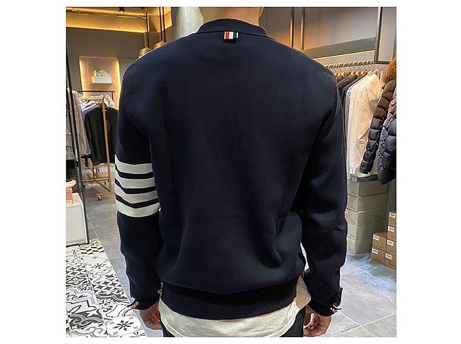 Thom Browne Milano Streifen Strickjacke Navy Blau - Ansicht 16