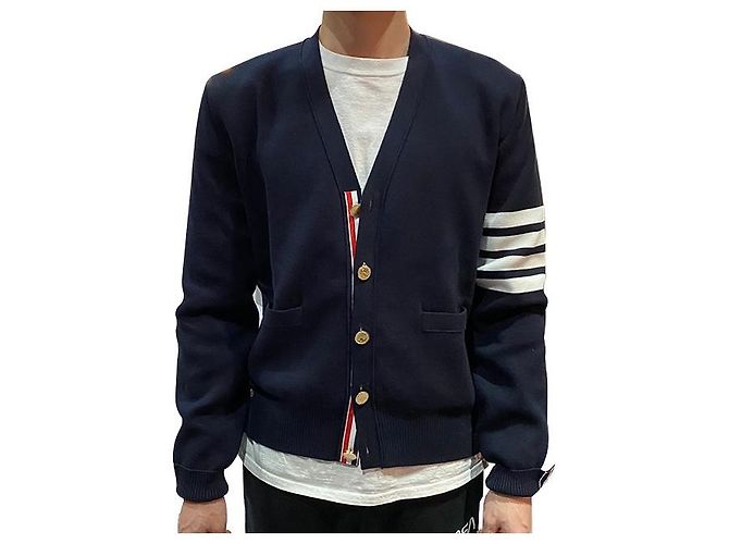 Thom Browne Milano Streifen Strickjacke Navy Blau - Ansicht 2