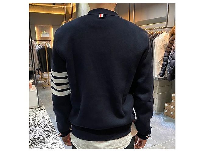 Thom Browne Milano Streifen Strickjacke Navy Blau - Ansicht 5