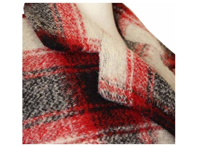 Isabel Marant Big Check Oversized Wool Blend Padding Coat Red - view 5