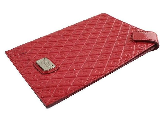 Tod's Capa de passaporte acolchoada em verniz vermelho - vista 3