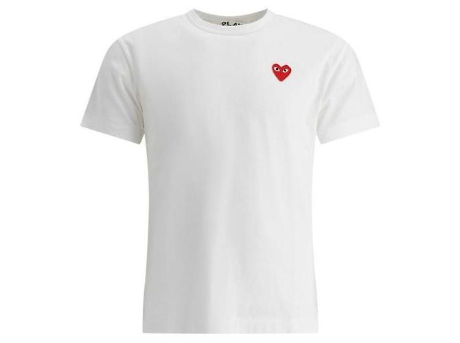 Comme Des Garcons Kurzarm-T-Shirt mit rotem Herz-Patch AX Weiß - Ansicht 4