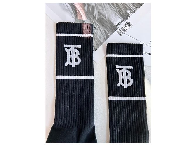 Burberry Calze sportive Monogram TB Nero Bianco - vista 10