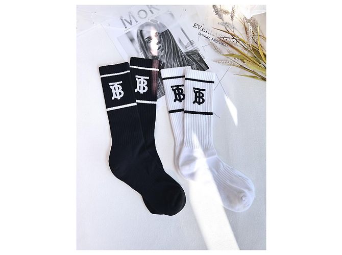 Burberry Calze sportive Monogram TB Nero Bianco - vista 7