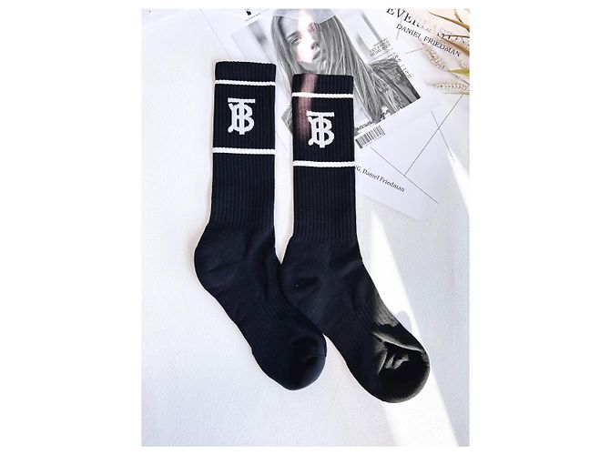 Burberry Calze sportive Monogram TB Nero Bianco - vista 8