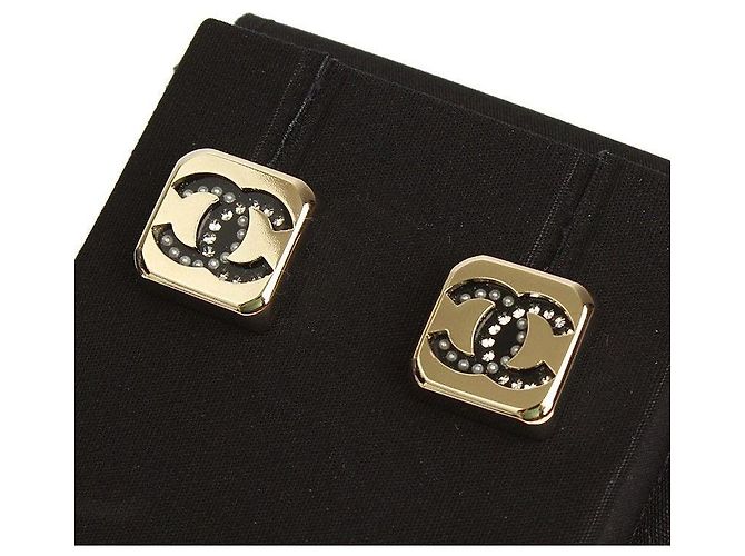 Chanel Orecchini quadrati CC in oro champagne D'oro - vista 4