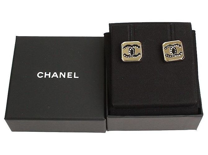 Chanel Orecchini quadrati CC in oro champagne D'oro - vista 5