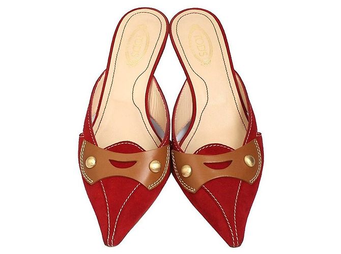 Tod's Mule in scamosciato rosso - vista 2
