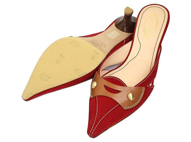 Tod's Mule in scamosciato rosso - vista 3