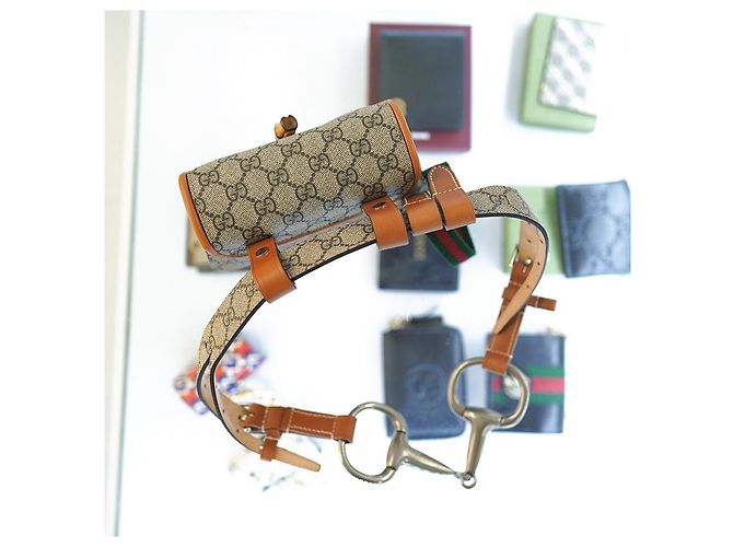 Bamboo Gucci Bambus-Taillentasche UIQEN aus beigem Canvas Braun - Ansicht 7