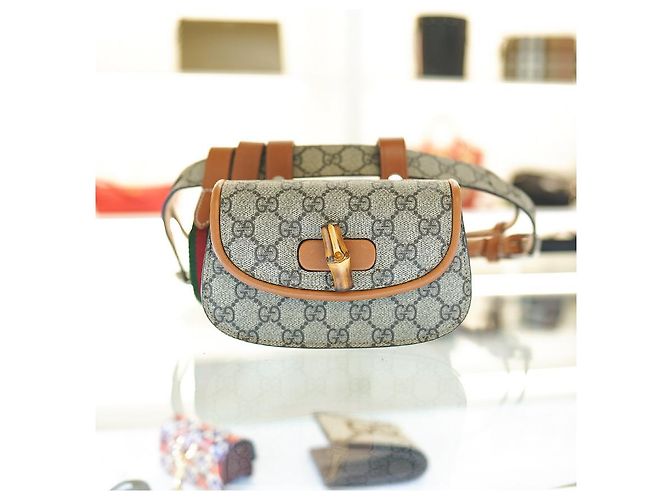 Bamboo Gucci Bambus-Taillentasche UIQEN aus beigem Canvas Braun - Ansicht 8