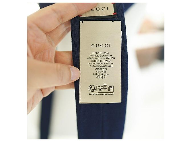 Gucci Men's GG Logo Wool Knit Tie Navy Blue - view 11