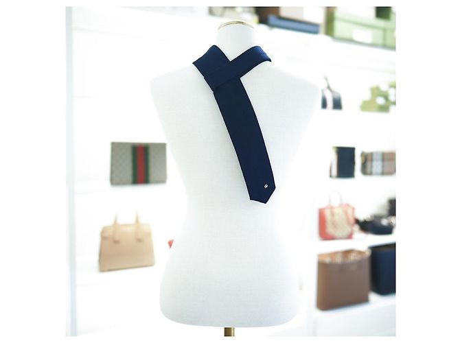 Gucci Men's GG Logo Wool Knit Tie Navy Blue - view 2