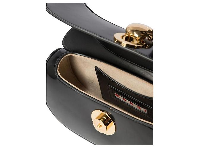 Marni Piccola borsa hobo in pelle nera a forma di farfalla Nero - vista 8