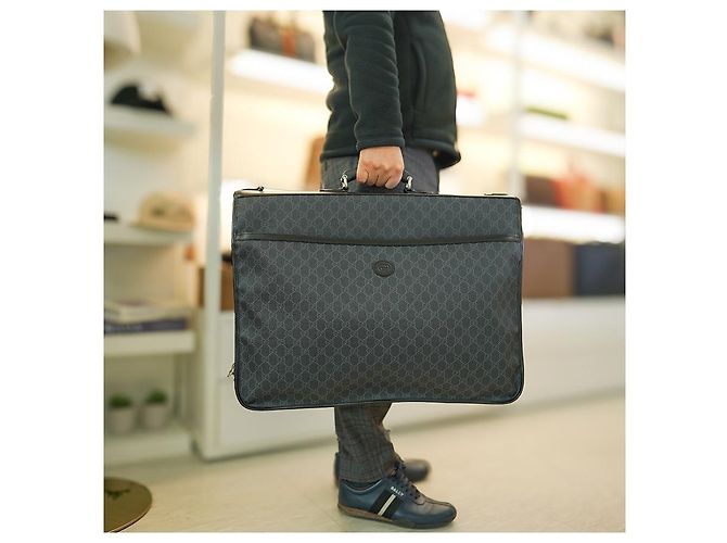 Gucci Borsa da viaggio in tessuto carbone, grande dimensione, unisex Marrone - vista 7