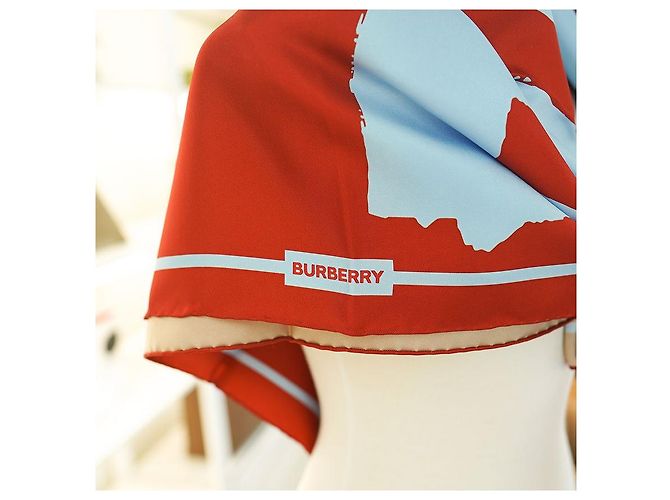 Burberry Foulard in seta LOVE Archive Beige Marrone - vista 3