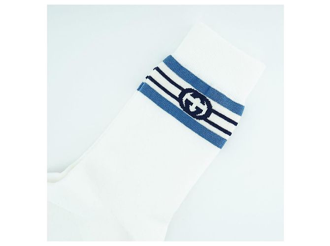 Gucci Calze bianche da uomo in misto cotone jacquard con logo GG Bianco - vista 7