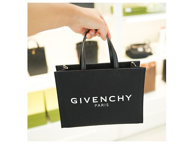 Givenchy Damentasche klein aus schwarzem Canvas, zwei-Wege-Tasche, Luxus-Tasche Weiß - Ansicht 2