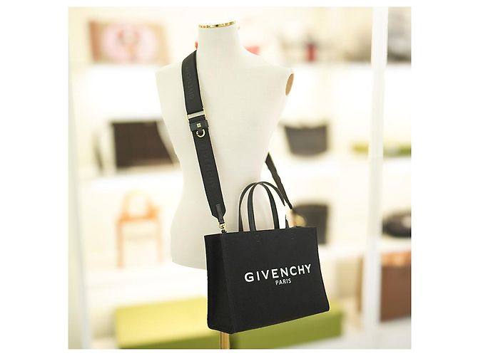 Givenchy Damentasche klein aus schwarzem Canvas, zwei-Wege-Tasche, Luxus-Tasche Weiß - Ansicht 6