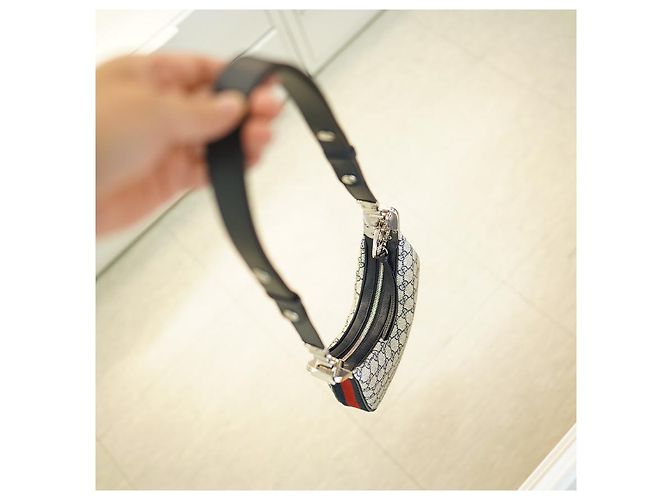 Gucci Borsa a spalla in tela beige e blu navy - vista 20
