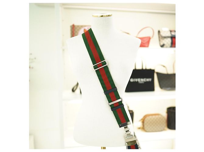 Gucci Borsa a spalla in tela beige e blu navy - vista 25