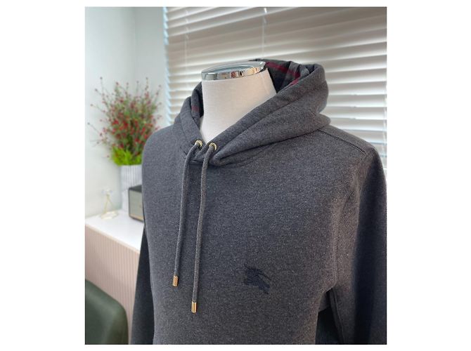 Burberry Felpa da uomo in cotone grigio carbone Marrone - vista 5