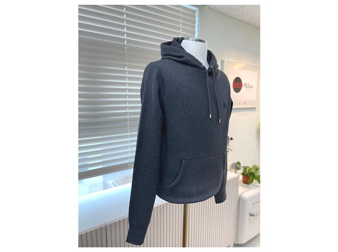 Burberry Felpa da uomo in cotone grigio carbone Marrone - vista 9