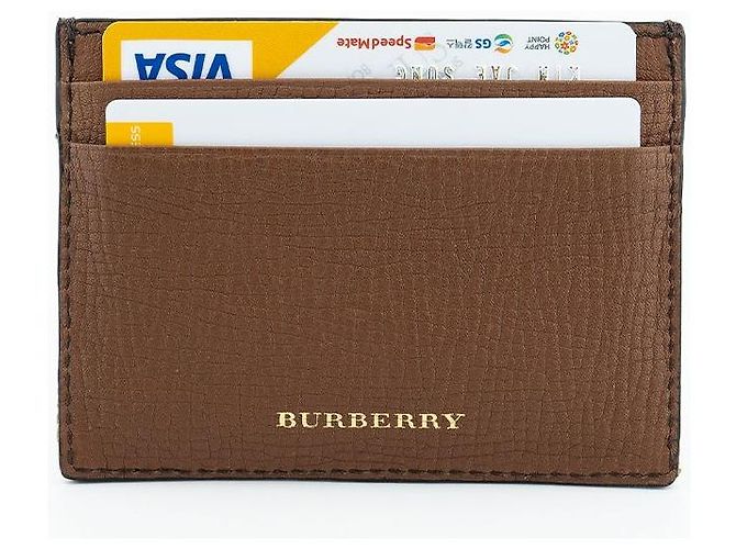 Burberry Tarjetero de lienzo marrón con estampado de casa Castaño - vista 12