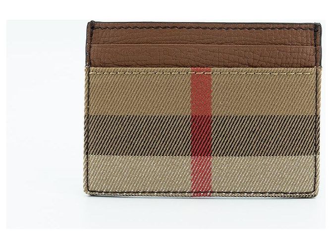 Burberry Tarjetero de lienzo marrón con estampado de casa Castaño - vista 5