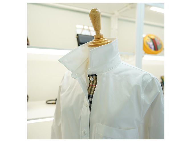 Burberry Camisa de manga larga de algodón blanco a cuadros de lujo - vista 14