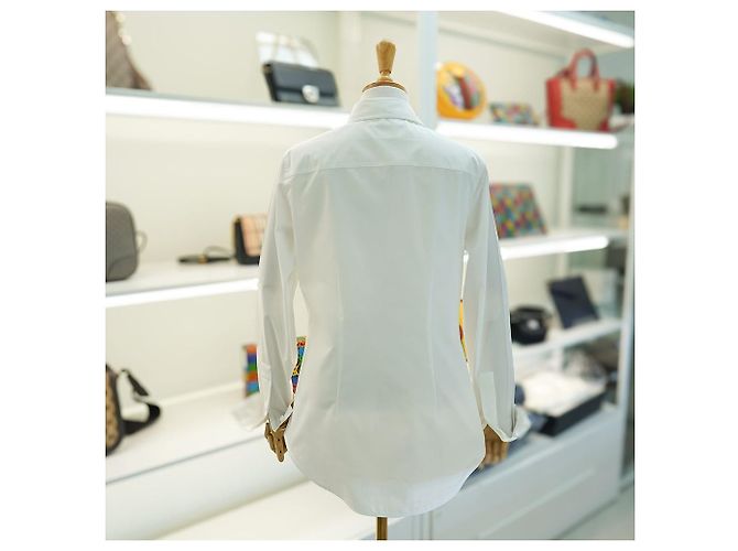 Burberry Camisa de manga larga de algodón blanco a cuadros de lujo - vista 2