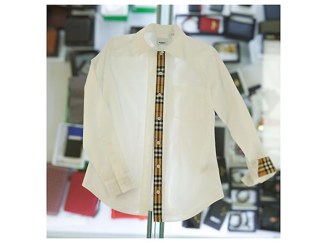 Burberry Camisa de manga larga de algodón blanco a cuadros de lujo - vista 21