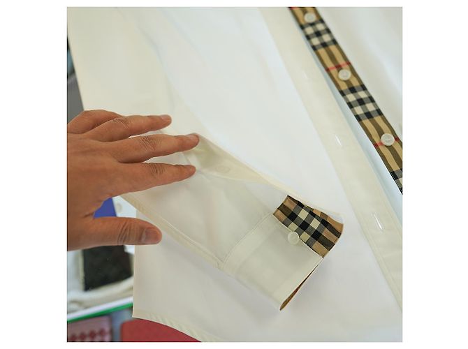 Burberry Camisa de manga larga de algodón blanco a cuadros de lujo - vista 24