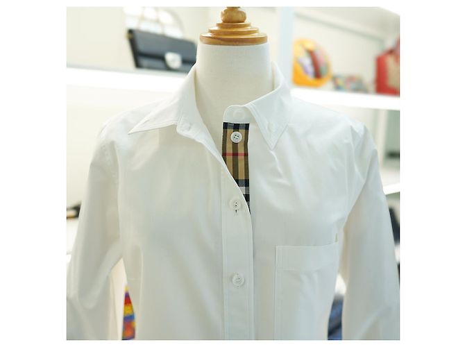 Burberry Camisa de manga larga de algodón blanco a cuadros de lujo - vista 8