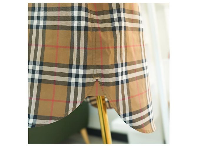 Burberry Camisa de manga larga para mujer en algodón camel a cuadros - Ropa de lujo Castaño - vista 15