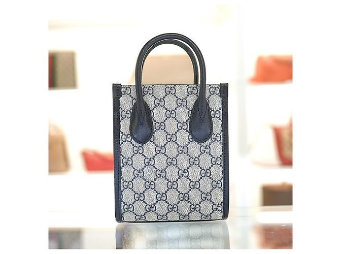 Gucci Borsa mini tote da donna in tela rivestita blu navy - vista 10