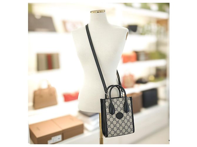 Gucci Borsa mini tote da donna in tela rivestita blu navy - vista 2