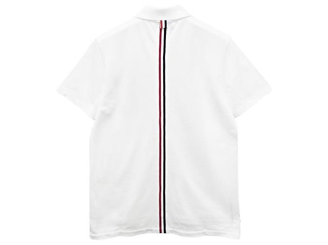 Thom Browne Polo de algodón piqué con rayas en la parte posterior, ajuste relajado, manga corta Blanco - vista 15