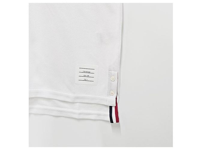 Thom Browne Polo de algodón piqué con rayas en la parte posterior, ajuste relajado, manga corta Blanco - vista 18