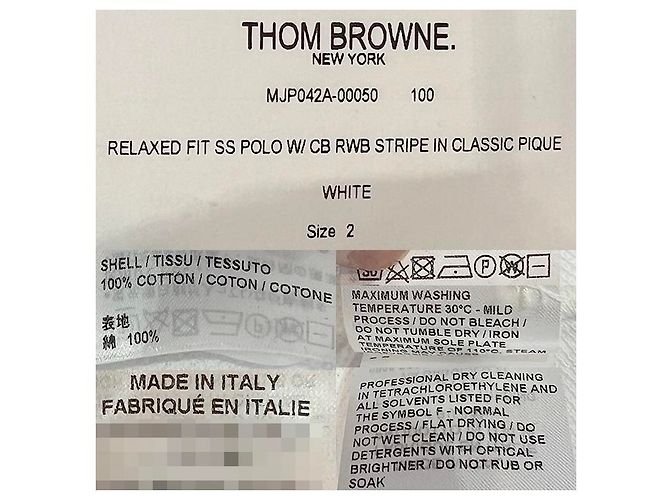 Thom Browne Polo de algodón piqué con rayas en la parte posterior, ajuste relajado, manga corta Blanco - vista 28