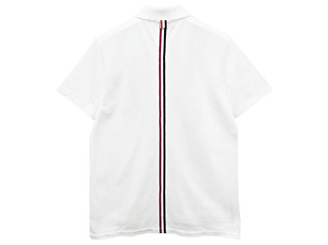 Thom Browne Polo de algodón piqué con rayas en la parte posterior, ajuste relajado, manga corta Blanco - vista 3