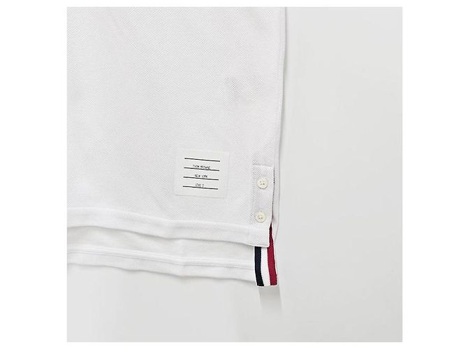 Thom Browne Polo de algodón piqué con rayas en la parte posterior, ajuste relajado, manga corta Blanco - vista 6