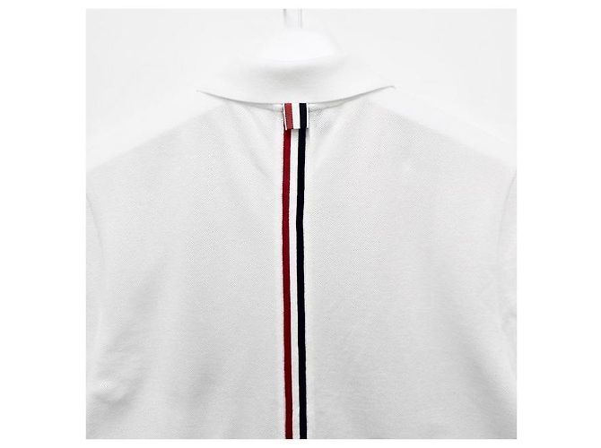 Thom Browne Polo de algodón piqué con rayas en la parte posterior, ajuste relajado, manga corta Blanco - vista 7