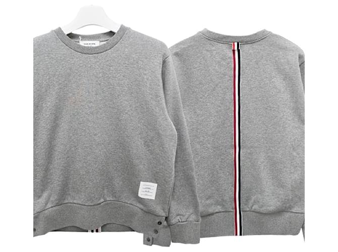 Thom Browne Sweatshirt mit Zentralsstreifen Hellgrau Braun - Ansicht 13