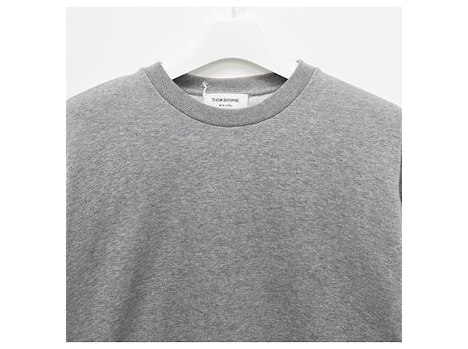 Thom Browne Sweatshirt mit Zentralsstreifen Hellgrau Braun - Ansicht 16
