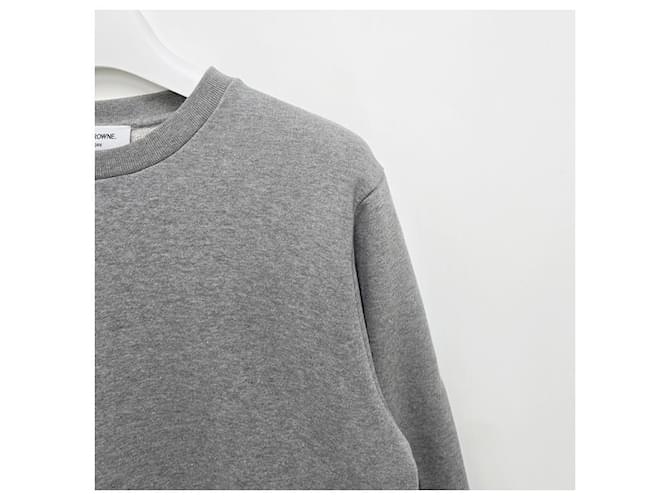 Thom Browne Sweatshirt mit Zentralsstreifen Hellgrau Braun - Ansicht 17