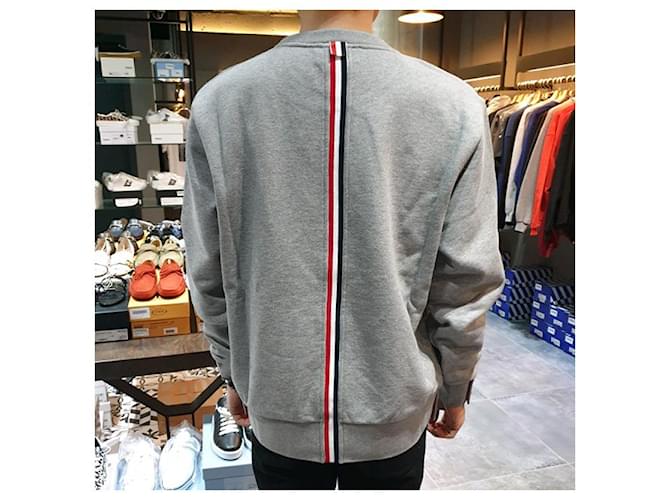 Thom Browne Sweatshirt mit Zentralsstreifen Hellgrau Braun - Ansicht 23