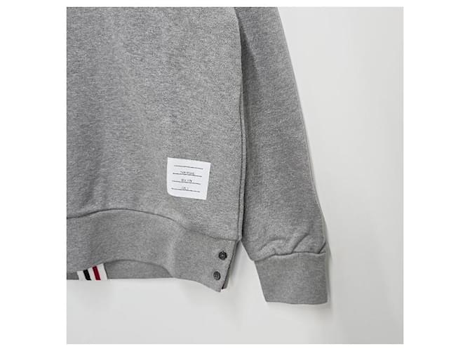 Thom Browne Sweatshirt mit Zentralsstreifen Hellgrau Braun - Ansicht 6
